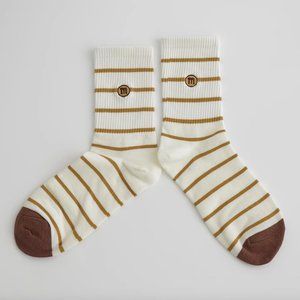 M&M Narrow Yellow Stripes Narrow Yellow Strip Comfortable High Ankle Cozy Socks